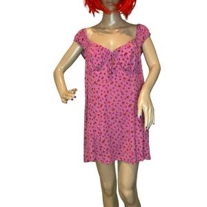 Wild Fable Floral Print Pink-Purple Sweet Heart Neck Short Mini Dress Sz XL NWOT